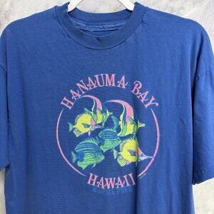 Vintage 80s Hawaii Hanauma Bay T Shirt Mens Large 21x24 Blue
